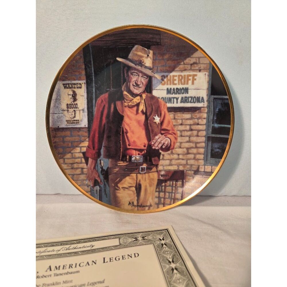 ohn Wayne American Legend Franklin Mint Plate w COA Limited Edition